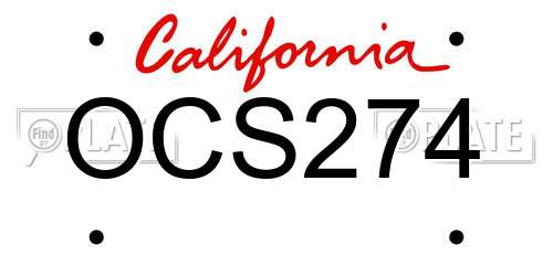 OCS274 California License Plate