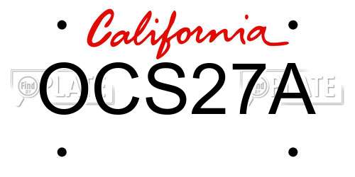 OCS27A California License Plate