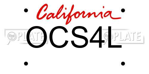 OCS4L California License Plate
