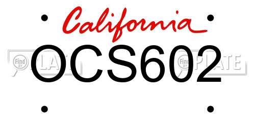 OCS602 California License Plate