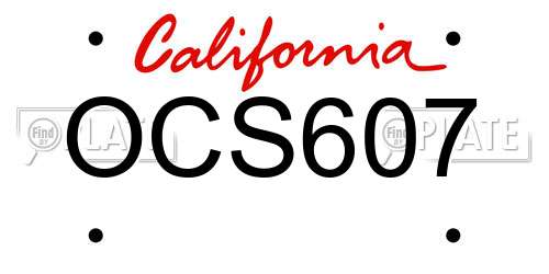 OCS607 California License Plate
