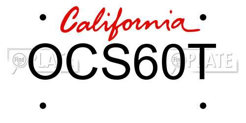 OCS60T California License Plate
