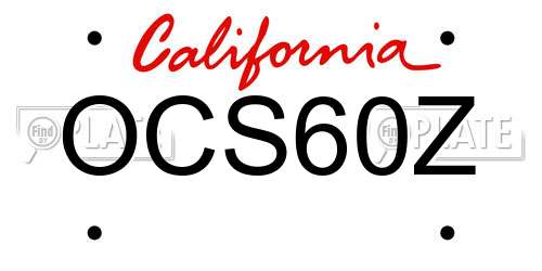OCS60Z California License Plate