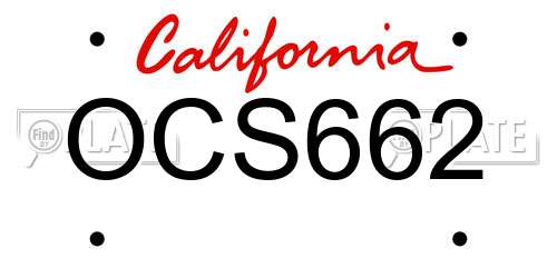 OCS662 California License Plate