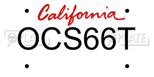 OCS66T California License Plate