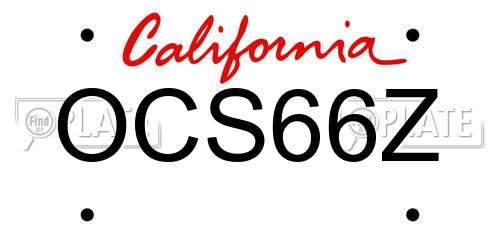 OCS66Z California License Plate