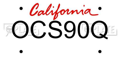 OCS90Q California License Plate