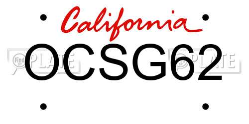 OCSG62 California License Plate