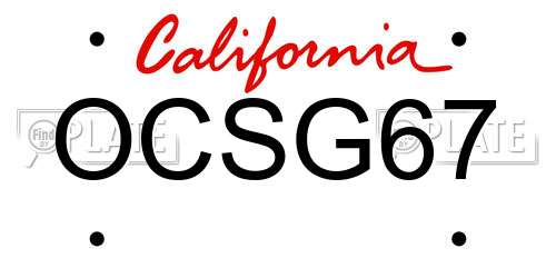 OCSG67 California License Plate