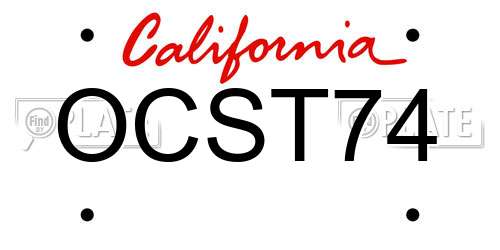 OCST74 California License Plate