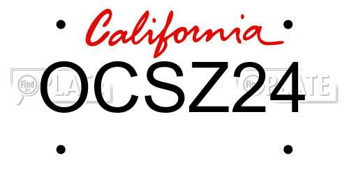 OCSZ24 California License Plate