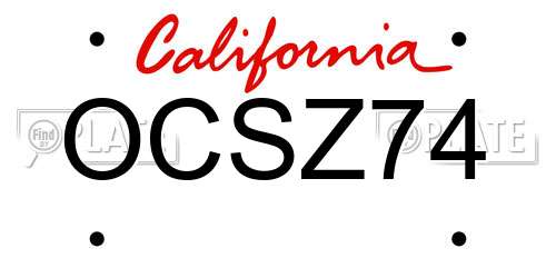 OCSZ74 California License Plate
