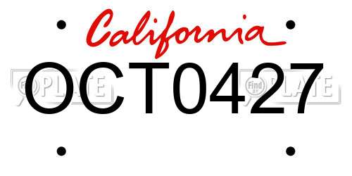 OCT0427 California License Plate