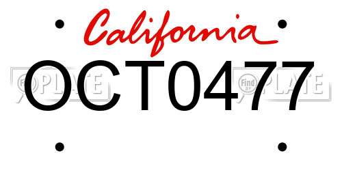 OCT0477 California License Plate