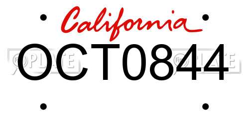 OCT0844 California License Plate