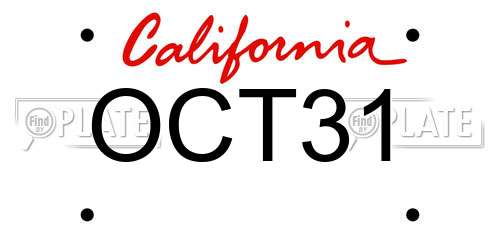 OCT31 California License Plate