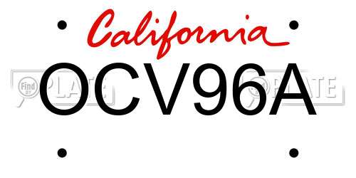 OCV96A California License Plate