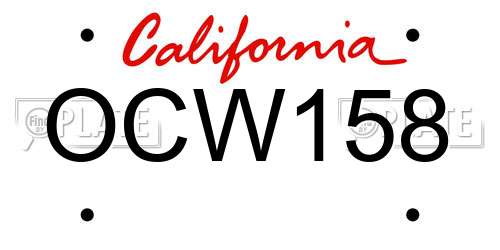 OCW158 California License Plate