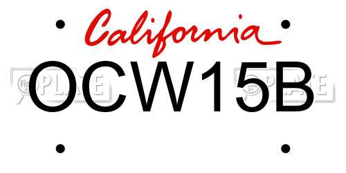 OCW15B California License Plate