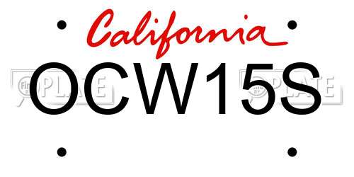 OCW15S California License Plate