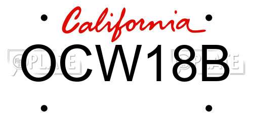 OCW18B California License Plate