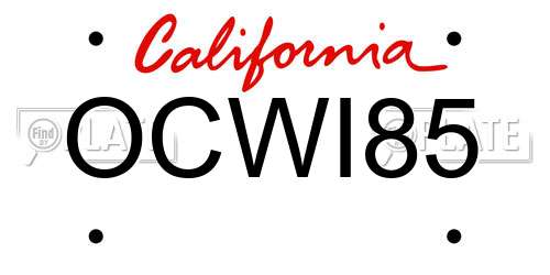 OCWI85 California License Plate