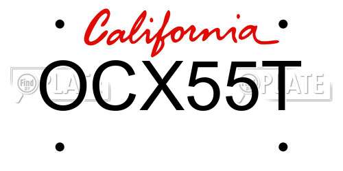 OCX55T California License Plate