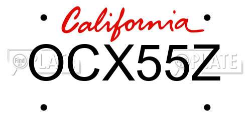 OCX55Z California License Plate