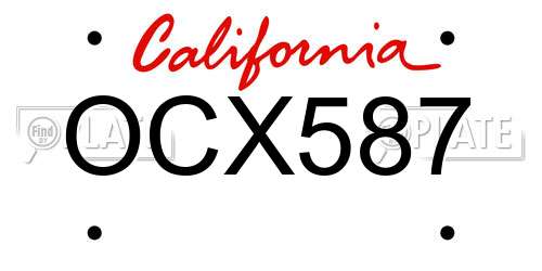 OCX587 California License Plate