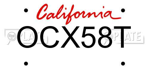 OCX58T California License Plate