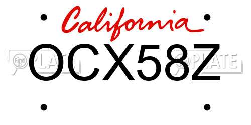 OCX58Z California License Plate