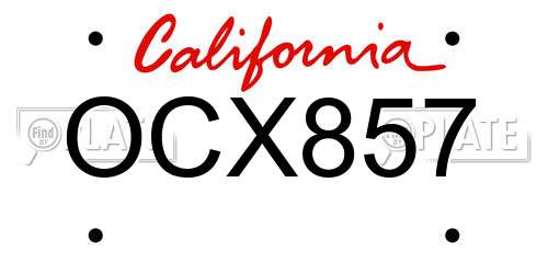 OCX857 California License Plate