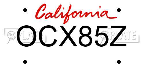 OCX85Z California License Plate