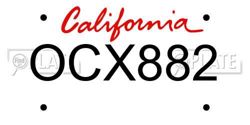 OCX882 California License Plate