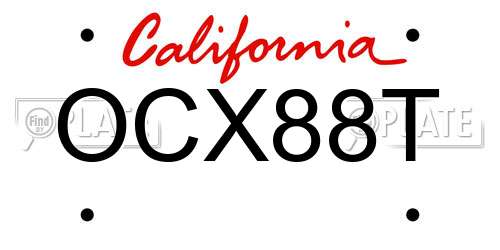 OCX88T California License Plate