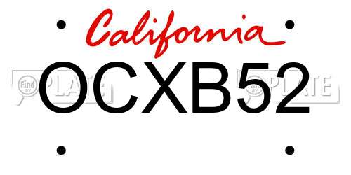 OCXB52 California License Plate