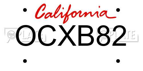 OCXB82 California License Plate