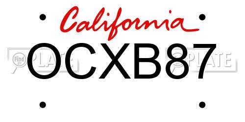 OCXB87 California License Plate