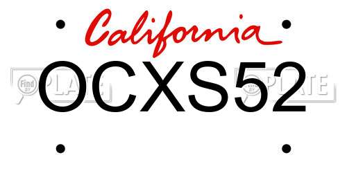 OCXS52 California License Plate