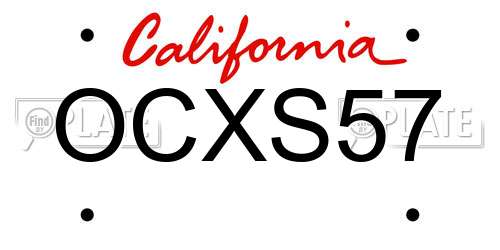 OCXS57 California License Plate