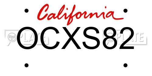 OCXS82 California License Plate