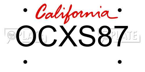 OCXS87 California License Plate