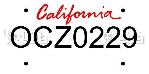 OCZ0229 California License Plate