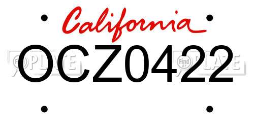 OCZ0422 California License Plate