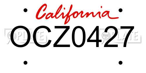 OCZ0427 California License Plate