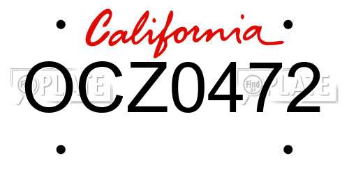 OCZ0472 California License Plate