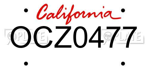 OCZ0477 California License Plate