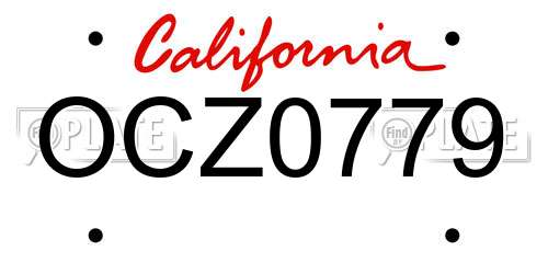 OCZ0779 California License Plate