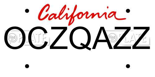 OCZQAZZ California License Plate