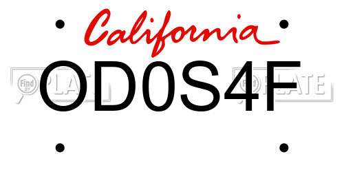 OD0S4F California License Plate
